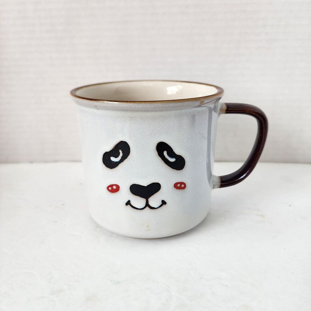 I Love It Coffee Mug Panda Bear Face 2 Sided White Black Anthropomorphic Rare